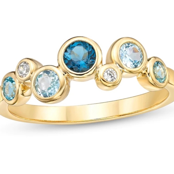 Kay Jewelers Gold and Blue Gemstone Ring - Picture 6 of 6